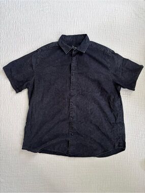Original Use Cotton Button Up Short Sleeve Shirt Black Men’s Size L
